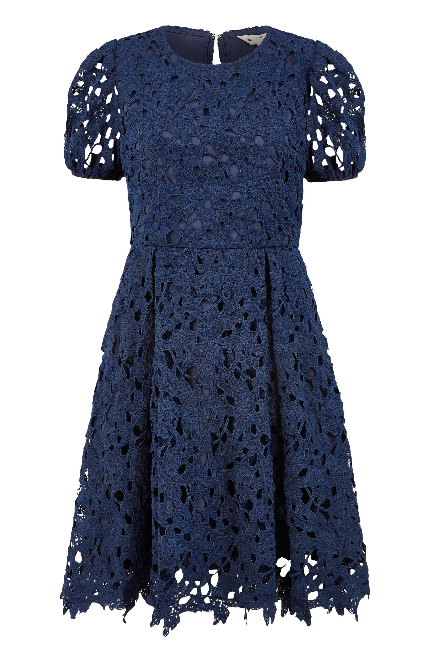 Women's Lace Puff Sleeve Skater Dress