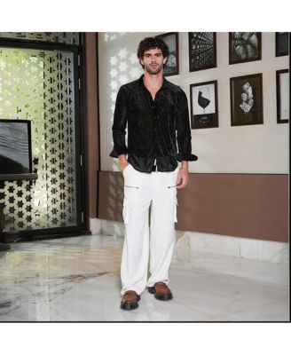 Men's Onyx Black Solid Velvet Shirt