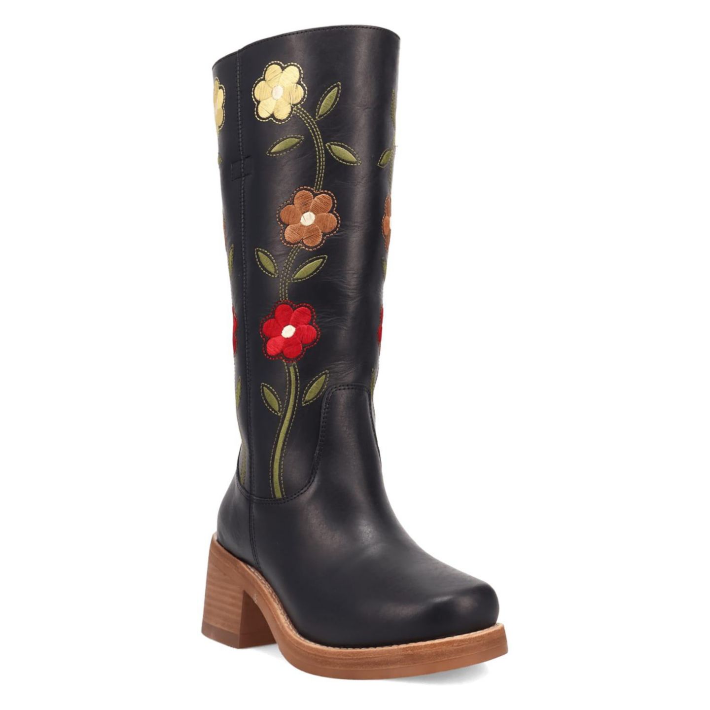 Женские ботинки Dingo Bloom Leather Boot, цвет: Чёрный — фото 1