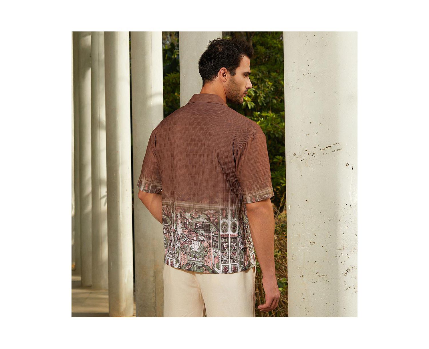 Men's Ash Brown Indie-Ombre Oversized Shirt