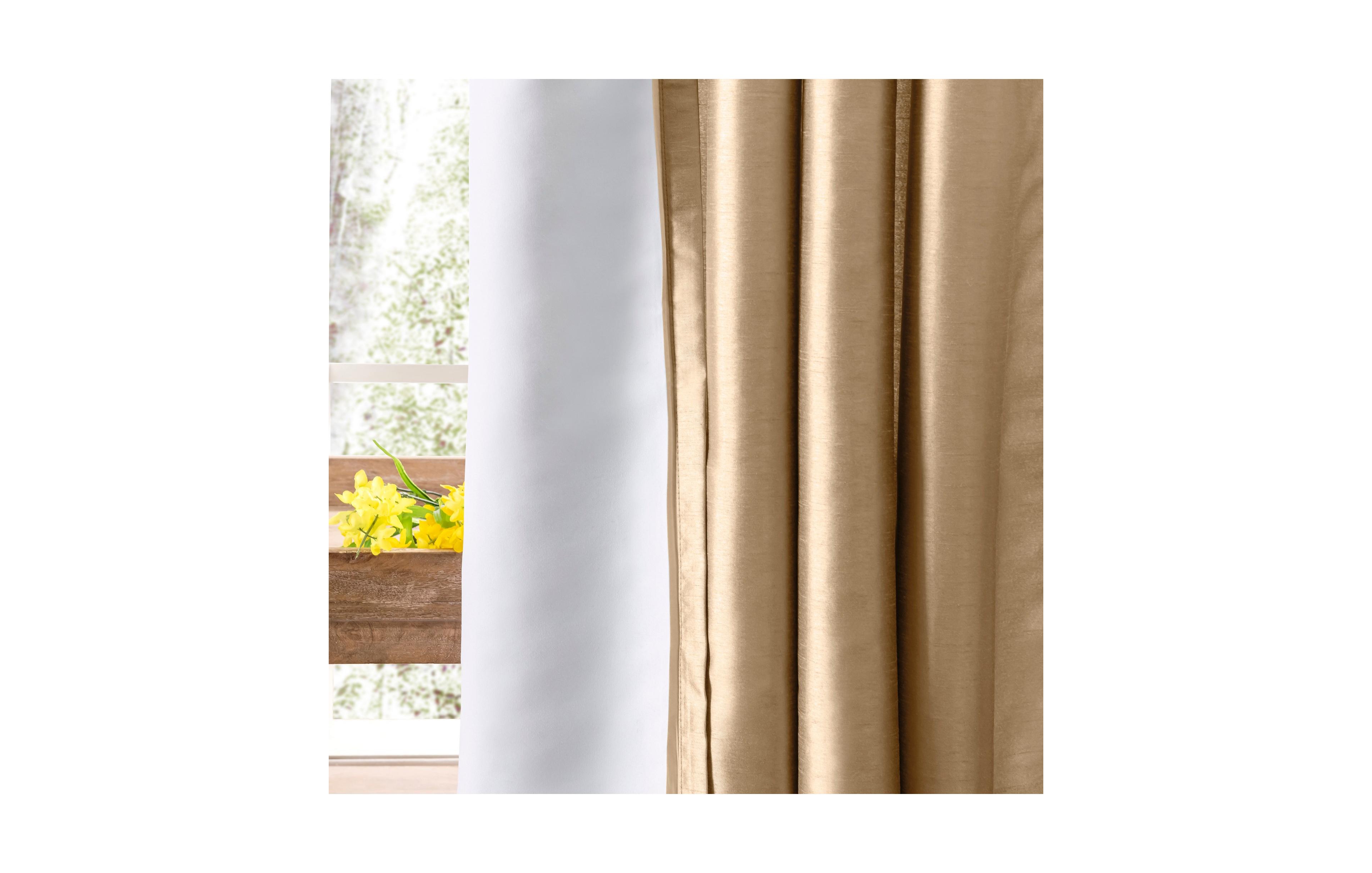 Ellis Curtain Luna Faux-Silk Rod Pocket/Back Tab Tailored Pairs - 100x84", Taupe