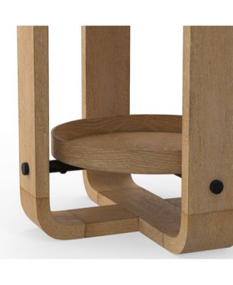 Parker House 22" Round End Table with Shelf, Oak Veneer & Metal Frame – Escape Collection