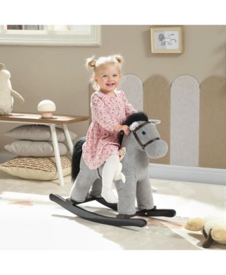 Toddler Rocking Horse, Kids Ride on Toy with Realistic Neigh