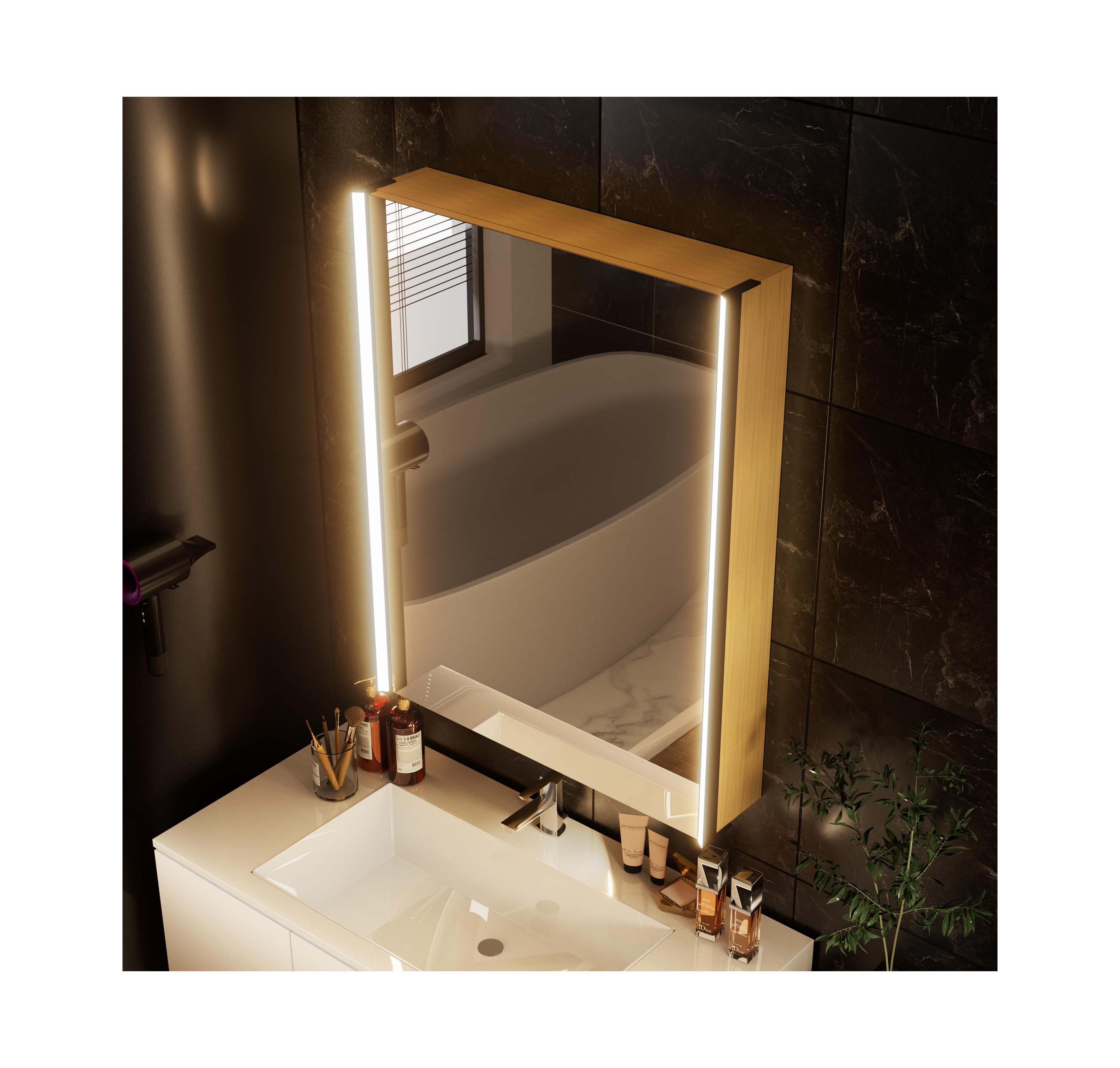 Hauschen Home 30x23inch Led Lighted Medicine Cabinet with Mirror, Dimmable, 3000K/5500K, Adjustable Shelf, Flat-Pack Design, Assembly Required (Oak)