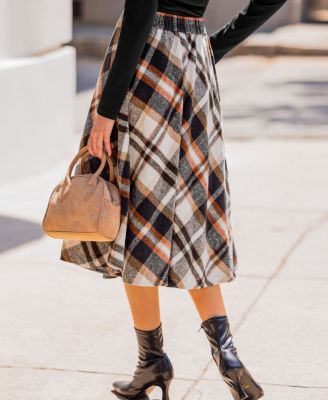 Women's Primrose Plaid Midi Skirt
