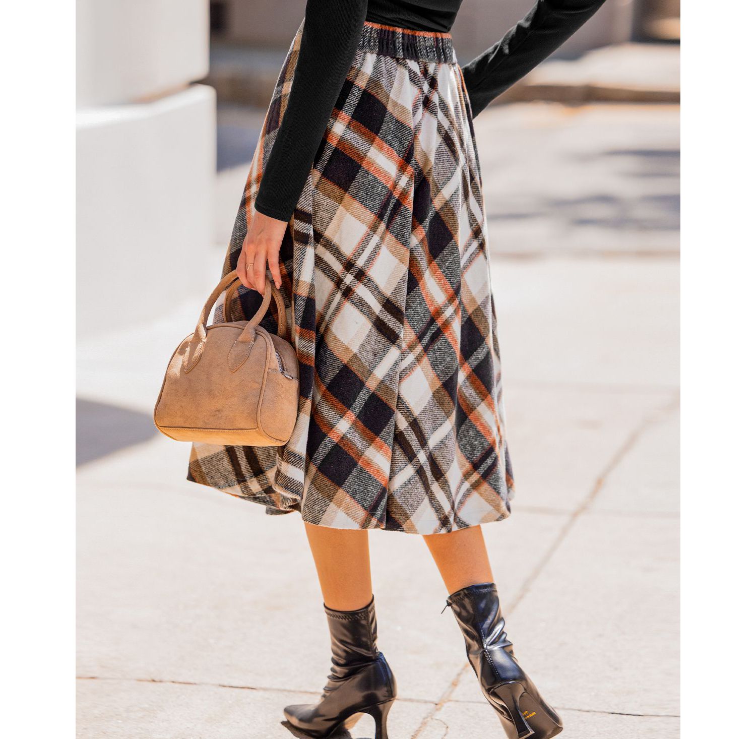 Women's Primrose Plaid Midi Skirt