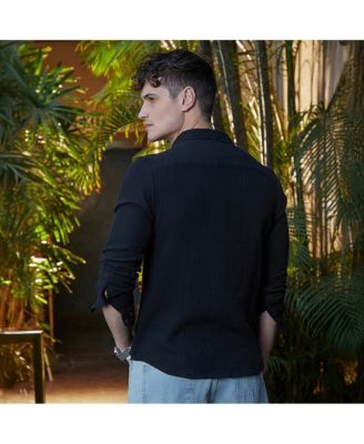 Men's Midnight Black Breezy-Weave Shirt