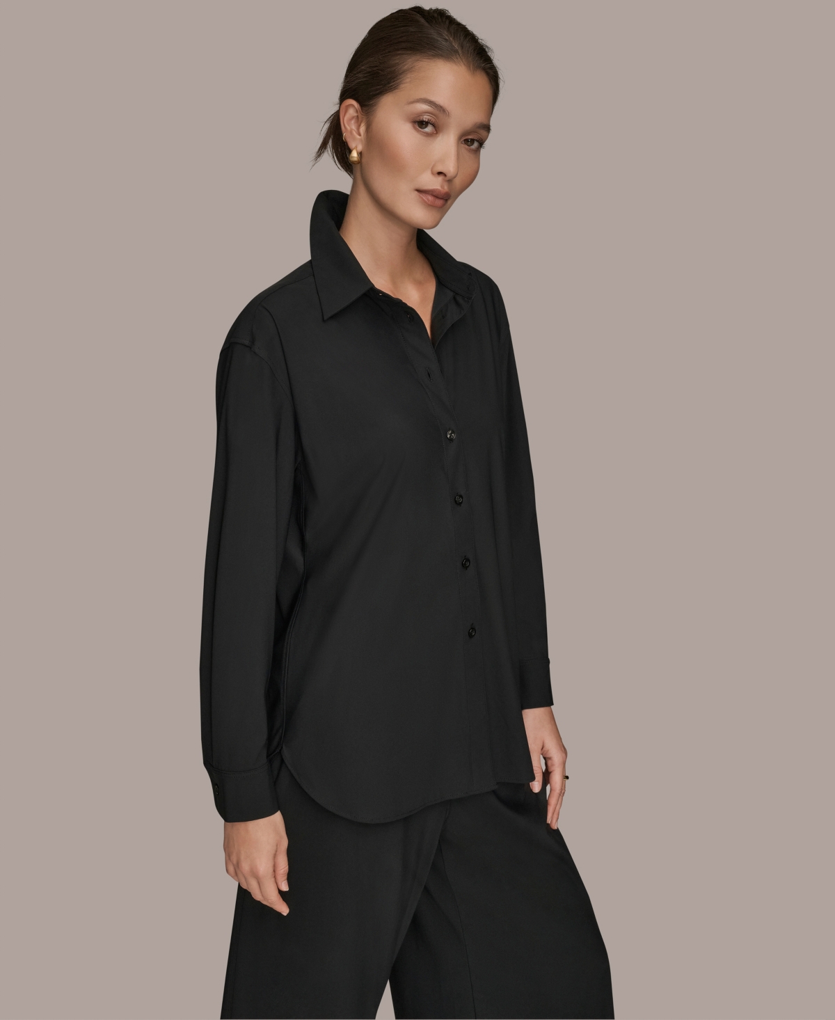 Donna Karan Weekend Women's Button-down Shirt In Black