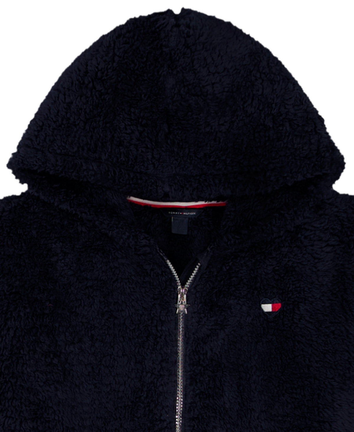 Tommy Hilfiger Girls 7-16 Minky Zip Front Logo Stripe Hoodie