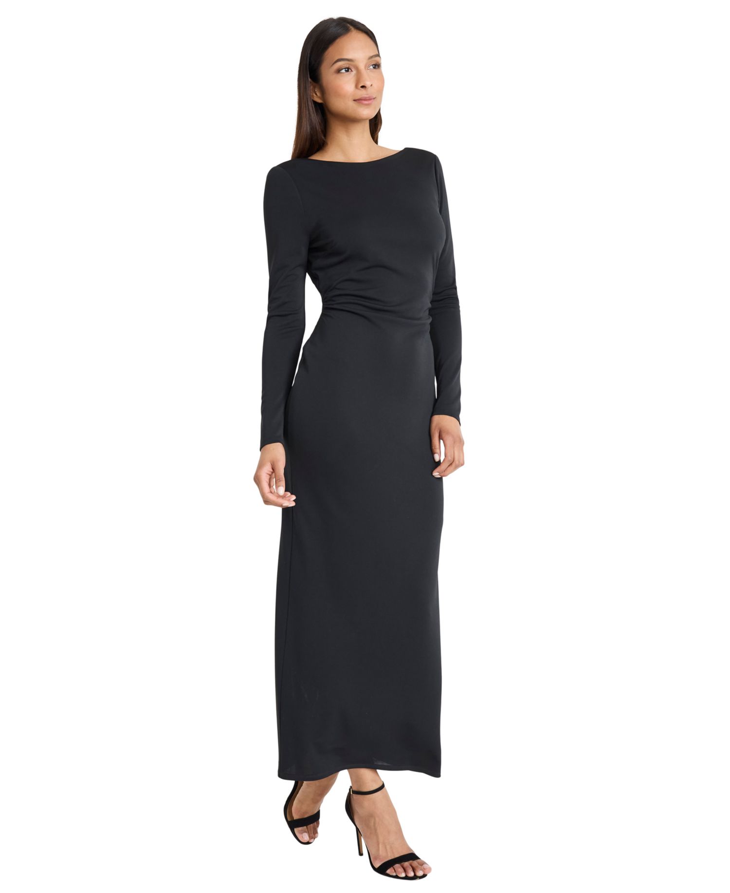 Women's Boat Neck Long-Sleeve Maxi Dress