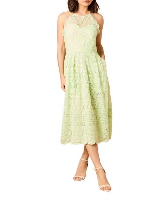 Women's Lace Detail Halterneck Midi Dress