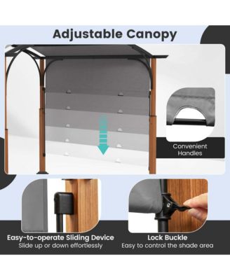 10 x 12 FT Outdoor Retractable Pergola with Retractable Canopy Wood Looking Posts