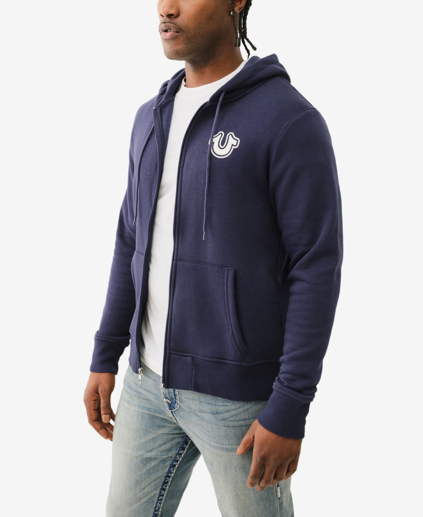 Мужское худи True Religion Core Zip-Front Logo, цвет: Синий — фото 2