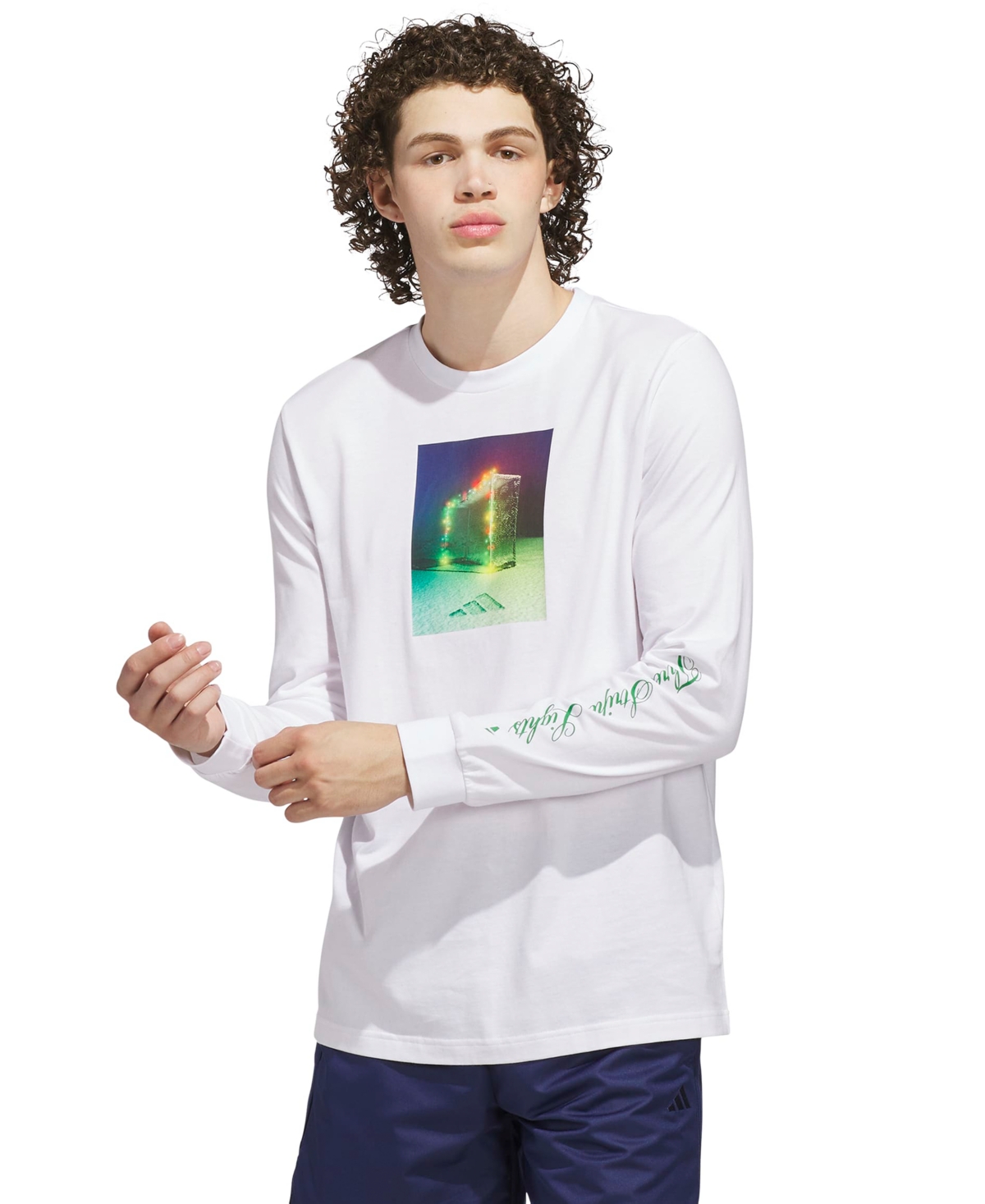 adidas Men's 3-Stripes Lights Graphic Long-Sleeve T-Shirt
