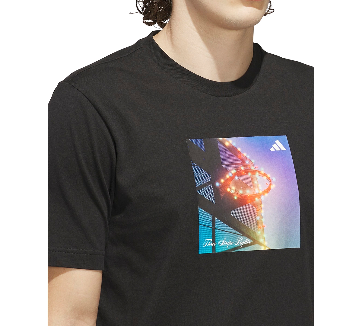 adidas Men's 3-Stripes Lights Hoops Graphic Crewneck T-Shirt