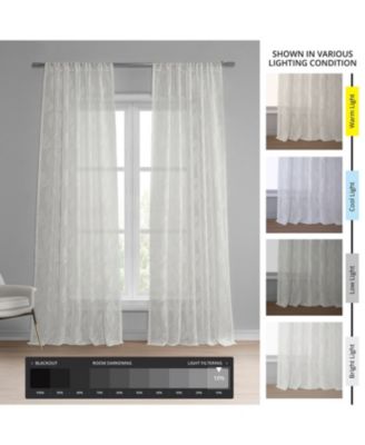 Floral Patterned Faux Linen Sheer Curtain