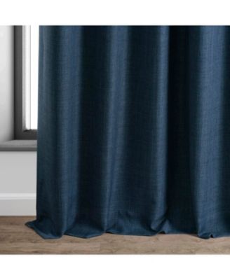 Voyager Blue Faux Linen Hotel Blackout Curtain