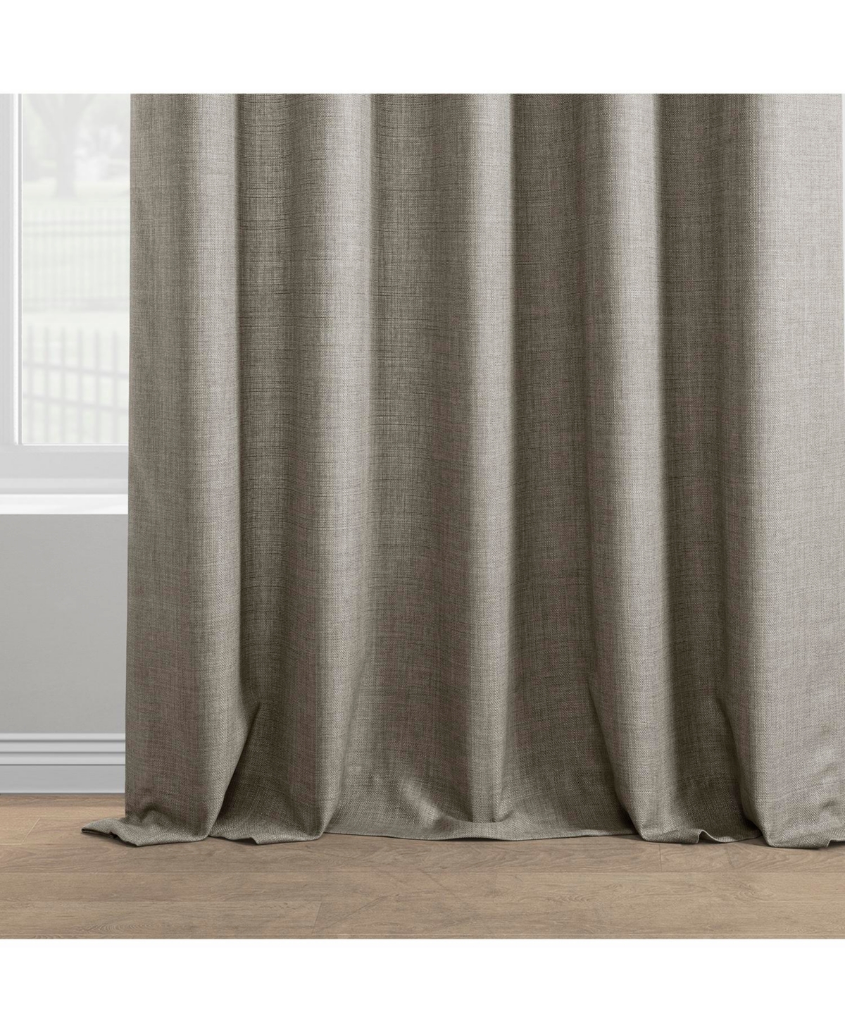 Half Price Drapes Fossil Grey Italian Faux Linen Room Darkening Curtain