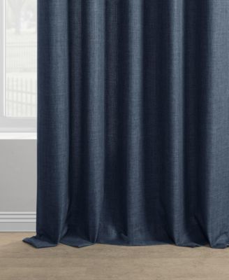 Sergeants Blue Italian Faux Linen Room Darkening Curtain