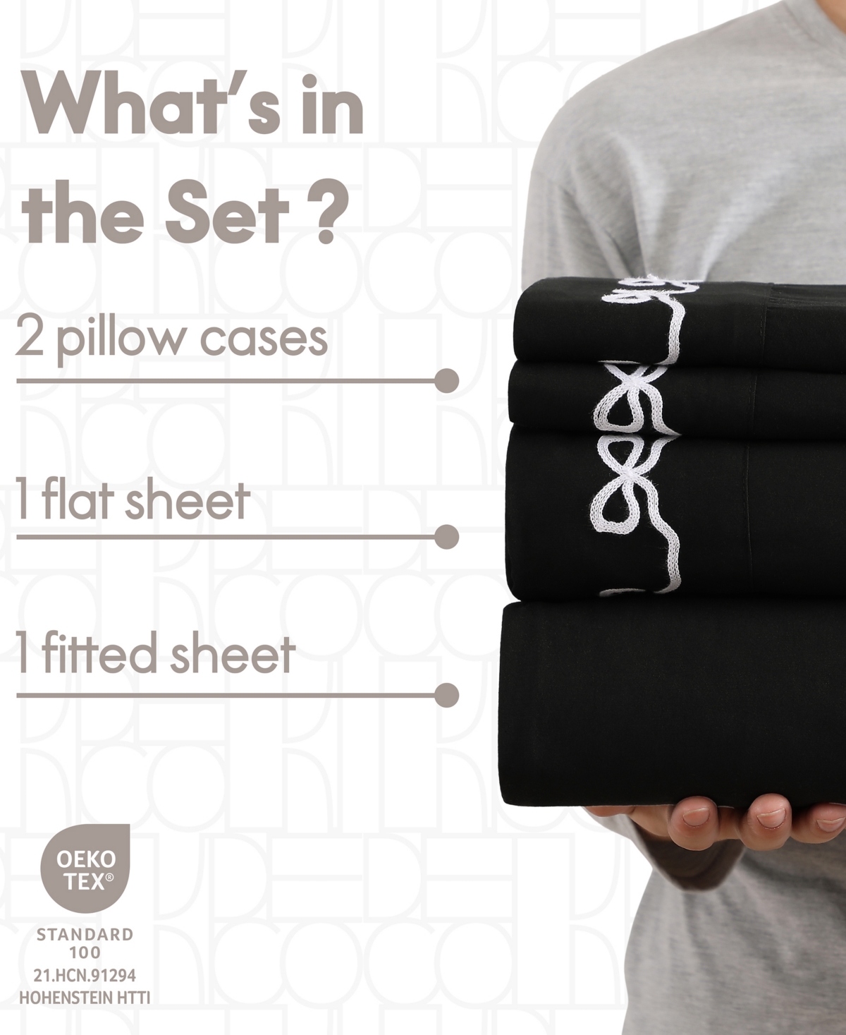 Elle Decor Embroidered 4-Pc. Sheet Set