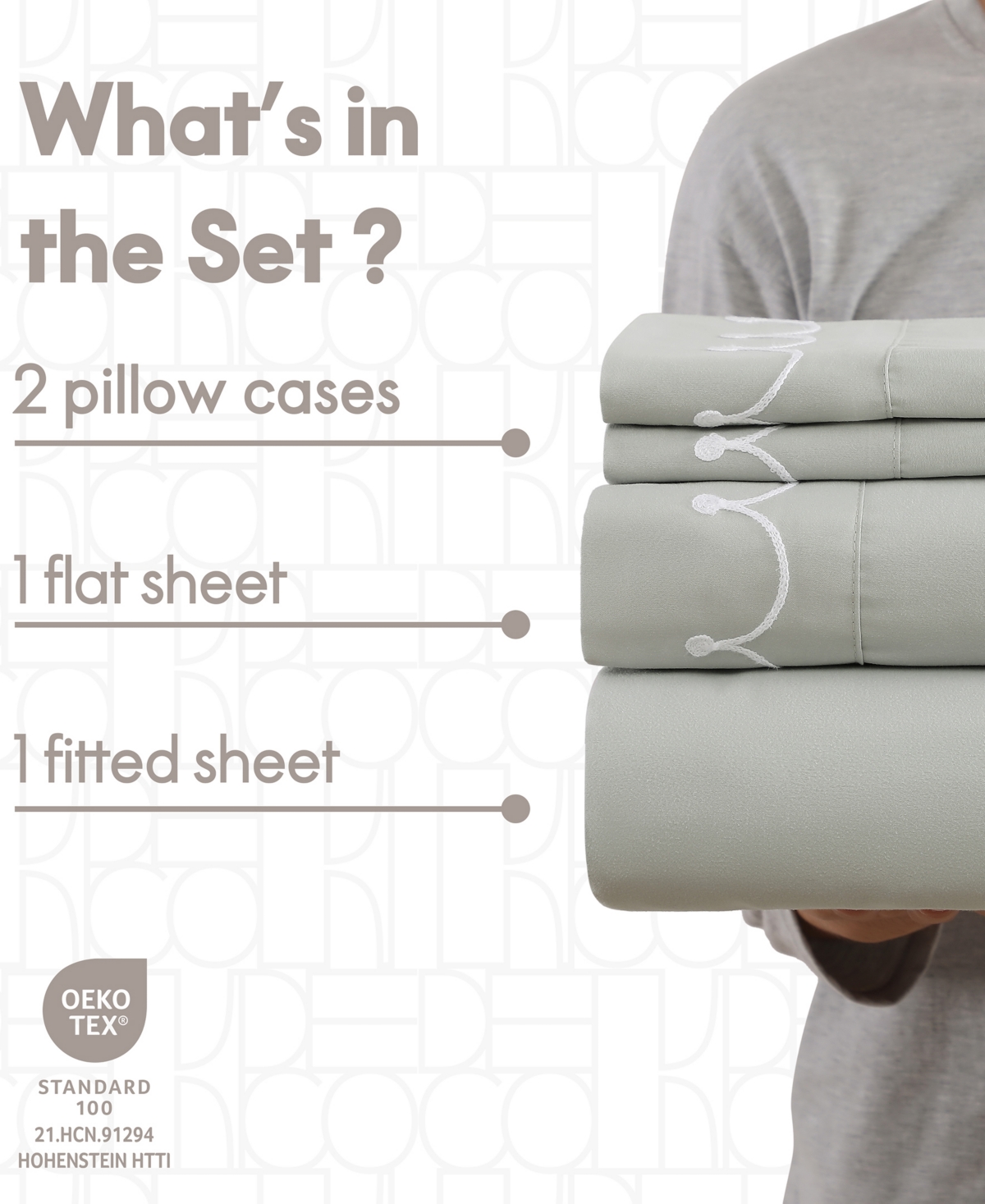 Elle Decor Embroidered 4-pc. Sheet Set, Queen In Gray