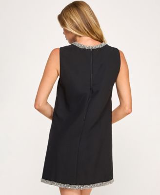 Juniors' Jewel Round Neck Mini Dress