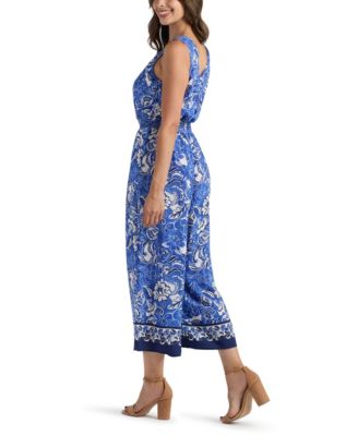 Juniors' Resort Print V-Neck Jumpsuit