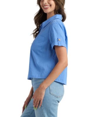 Juniors' Short-Sleeve Button-Up Shirt
