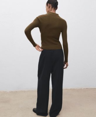 Women's Polo-Neck Ribbed Sweater