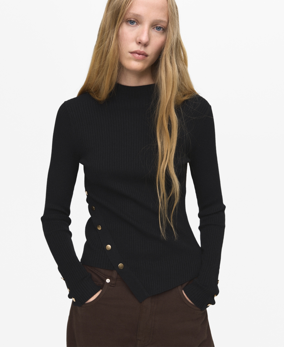 Mango Women's Buttons Asymmetrical Sweater