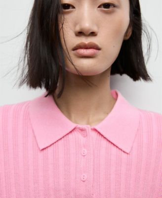 Women's Polo-Neck Ribbed Sweater