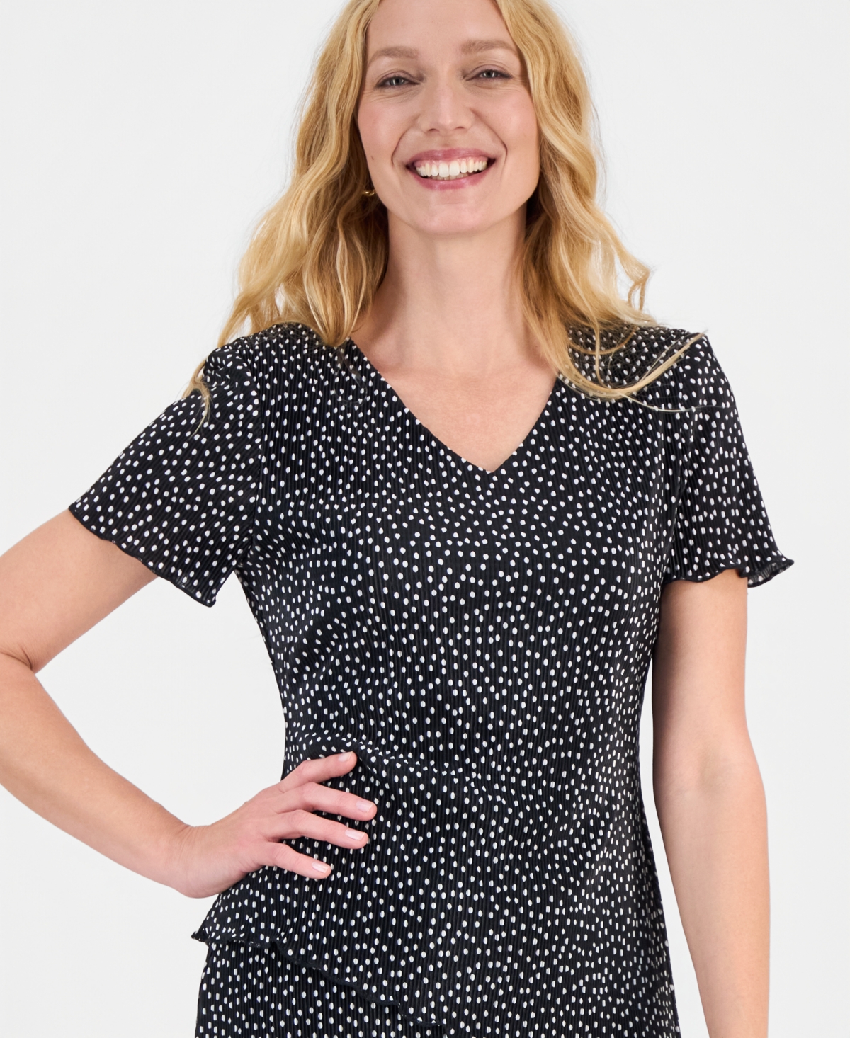 Connected Women's Plisse Tiered Dress