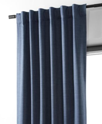Dark Blue Performance Linen Hotel Blackout Curtain