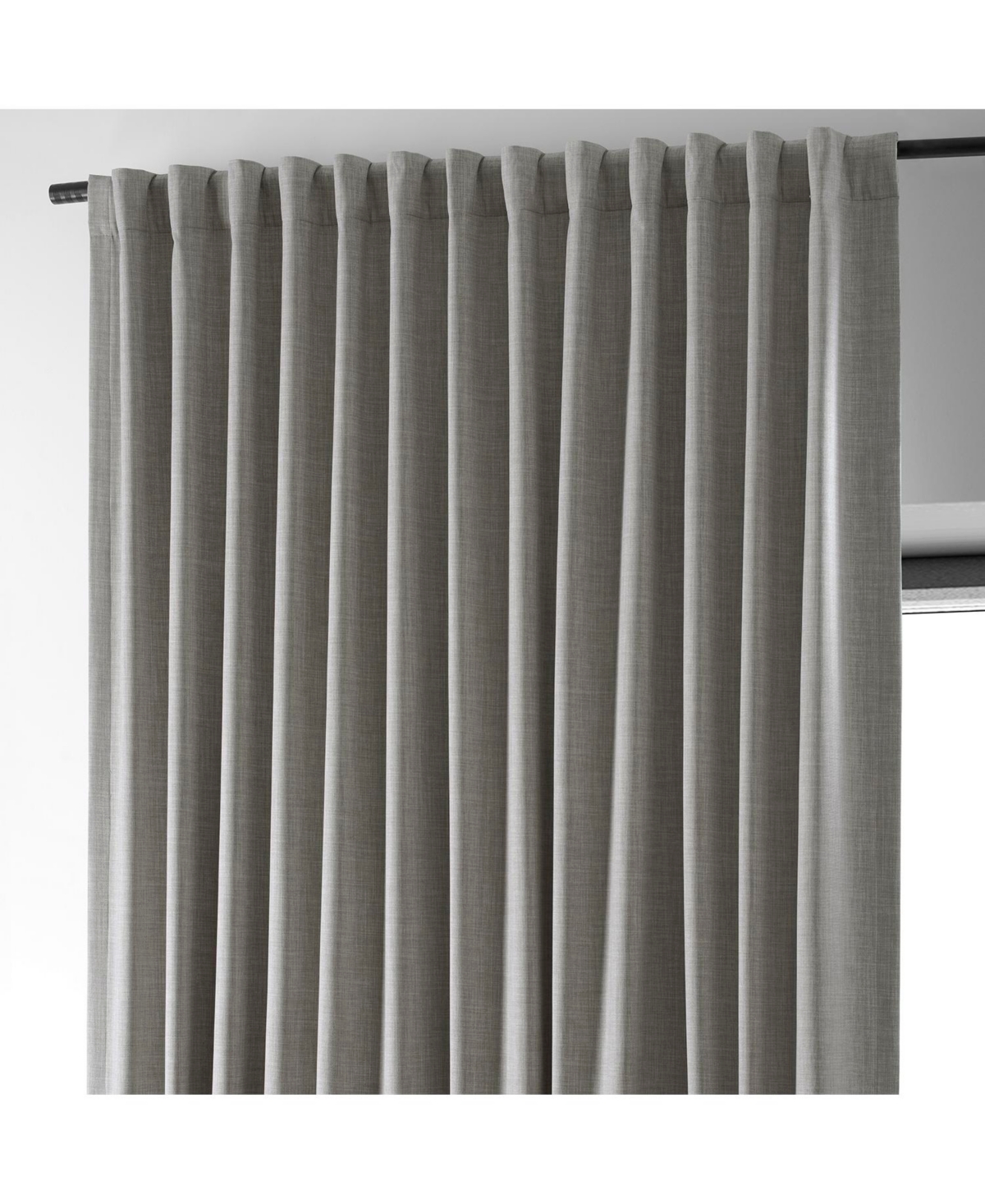Half Price Drapes Dark Greige Extra Wide Performance Linen Hotel Blackout Curtain