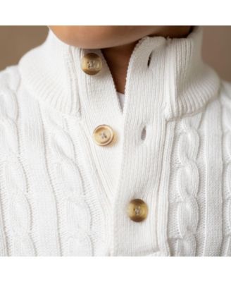 Baby Boys Mock Neck Cable Sweater with Buttons