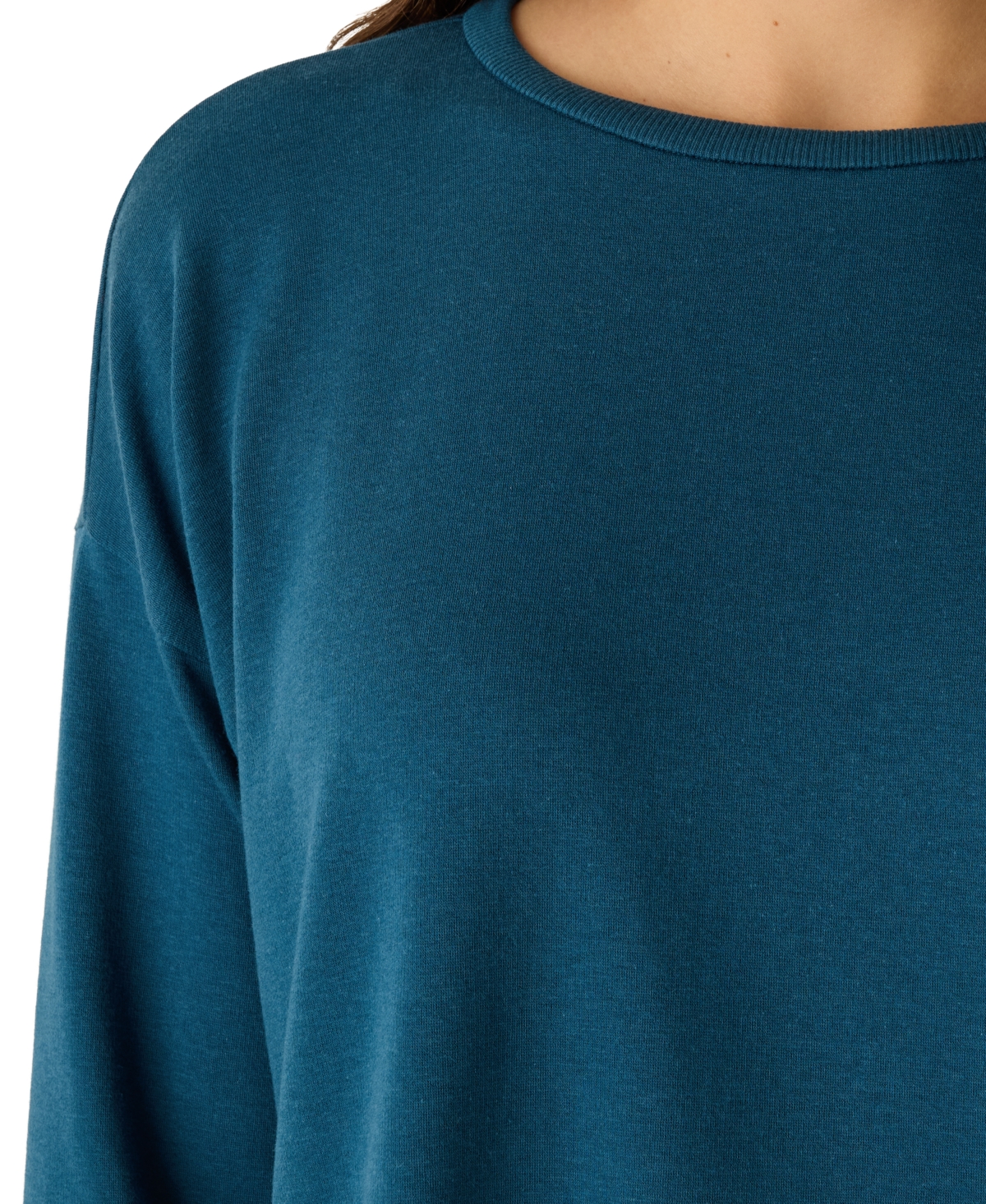 Eileen Fisher Women's Round Neck Cropped Box Top In Blue