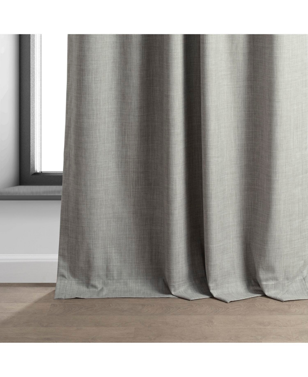 Half Price Drapes Dark Greige Performance Linen Hotel Blackout Curtain