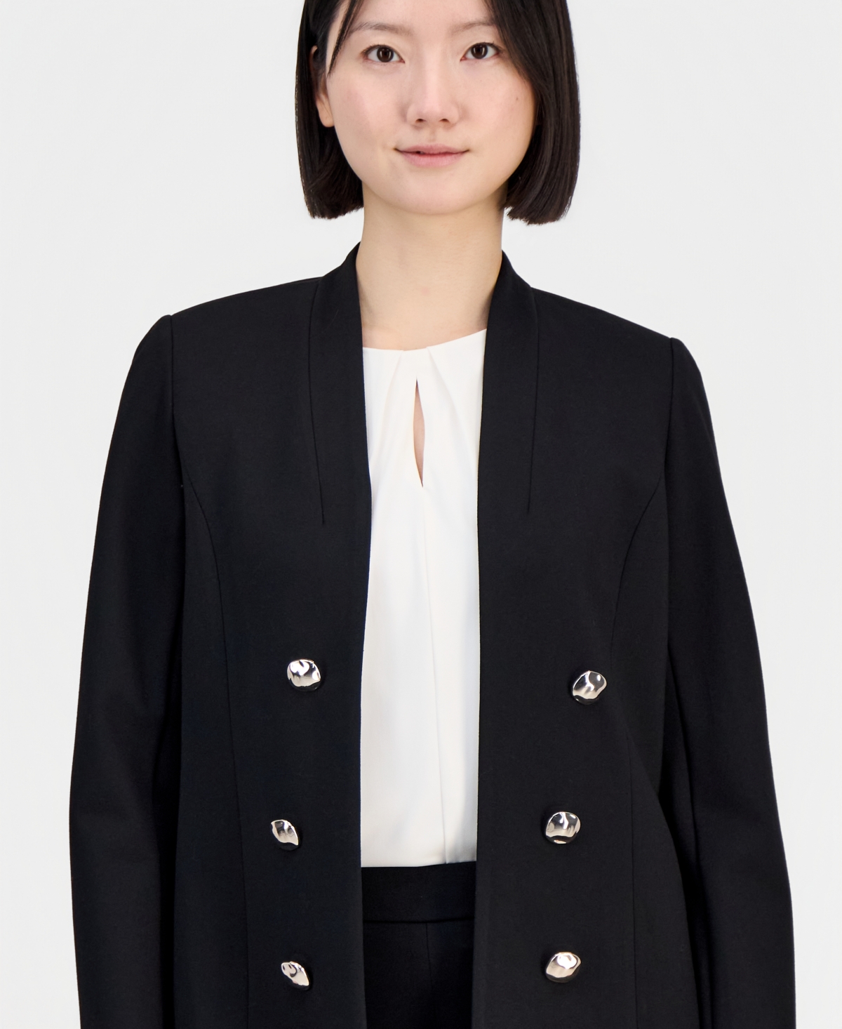 Anne Klein Women's Open-Front Stand Collar Blazer