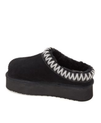 Dearfoams Women's Queenstown Genuine Shearling Clog With Embroidery