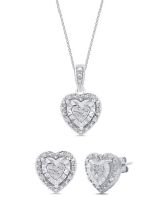 Marsala - 2-Piece Diamond Earring and Pendant Necklace Set (1/4 ct. t.w.) in Sterling Silver