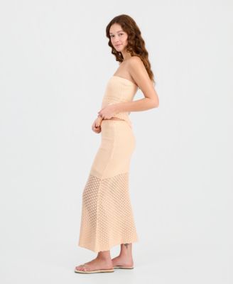 Juniors' Pull-On Crochet Maxi Skirt