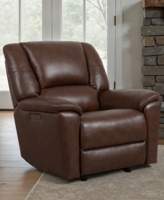 44" Leather Preston Power Gliding Recliner with Power Headrest Lumbar