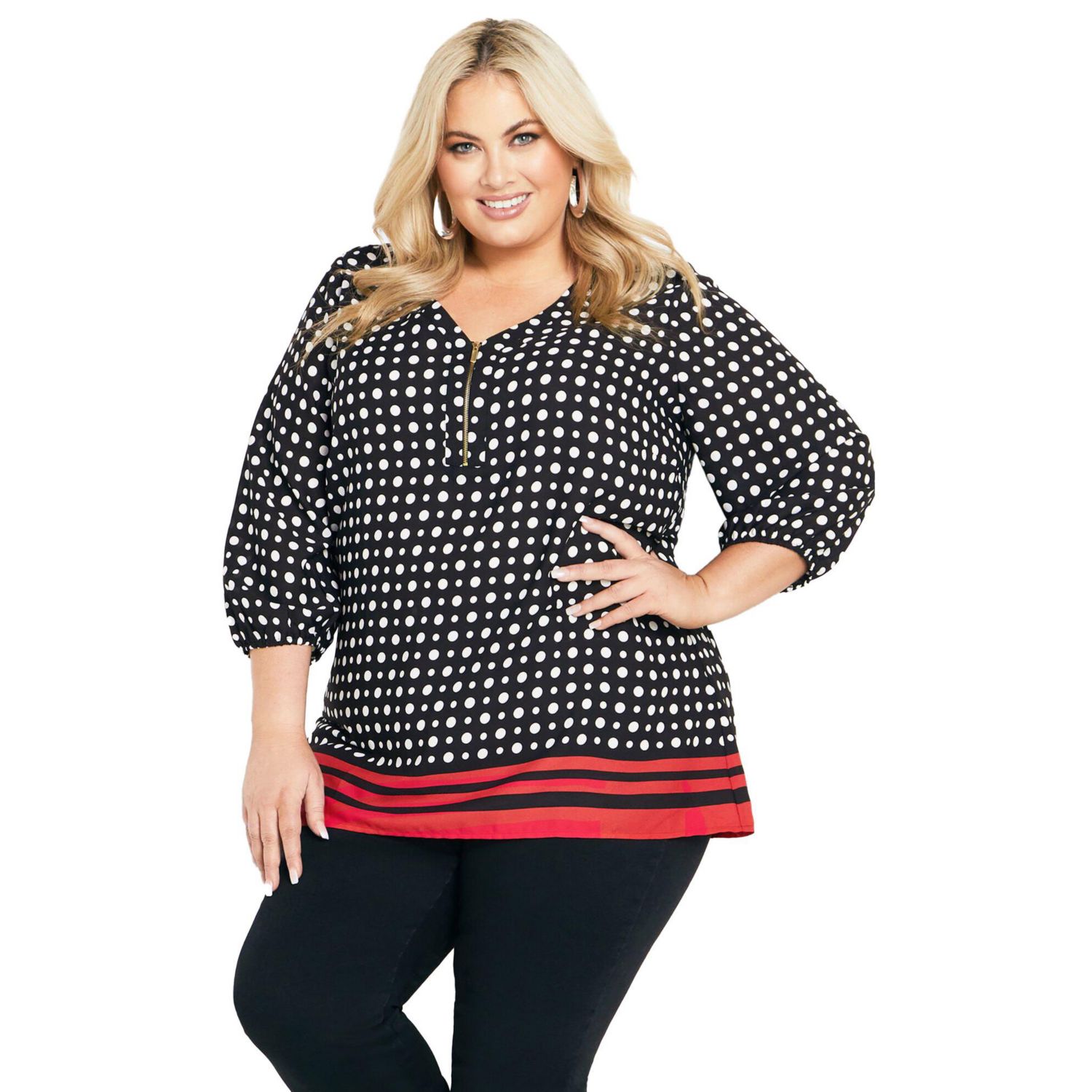 Women's Plus Size Malia Zip Border Top
