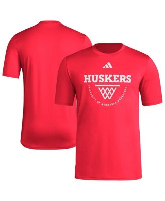 adidas - Men's Scarlet Nebraska Huskers Basketball Practice Net Arch Pregame T-Shirt