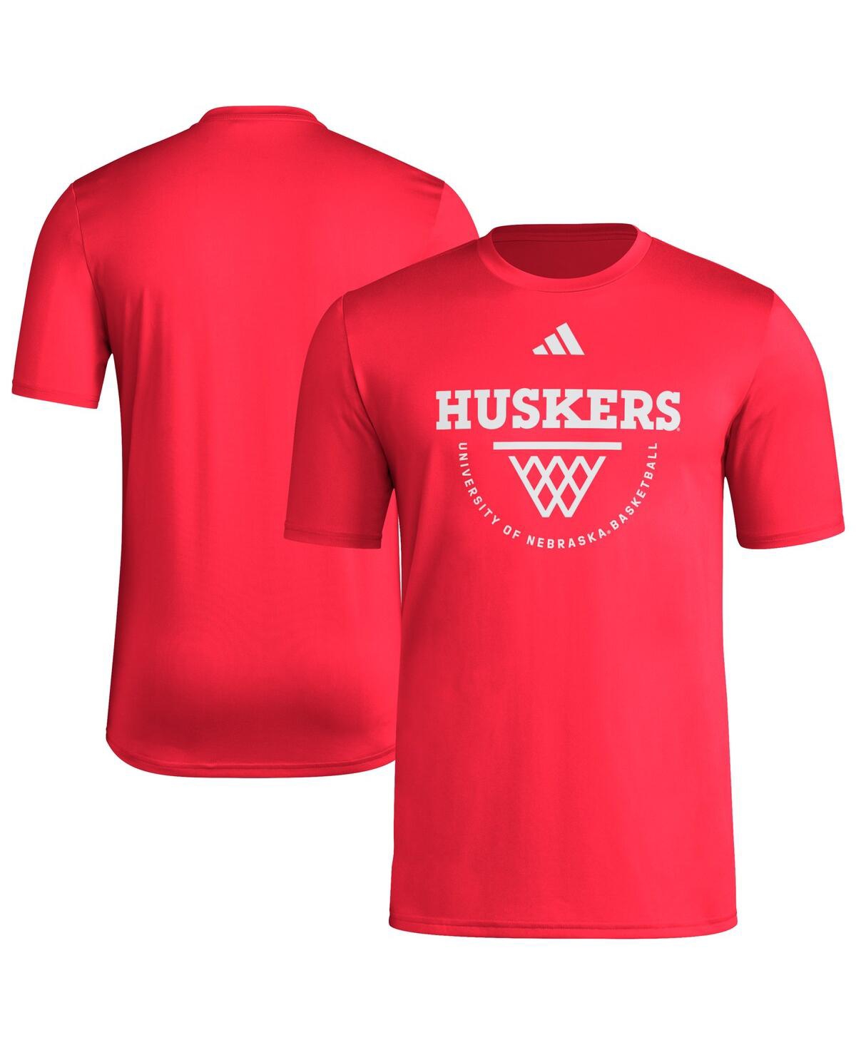 Adidas Men's Scarlet Nebraska Huskers Basketball Practice Net Arch Pregame T-Shirt