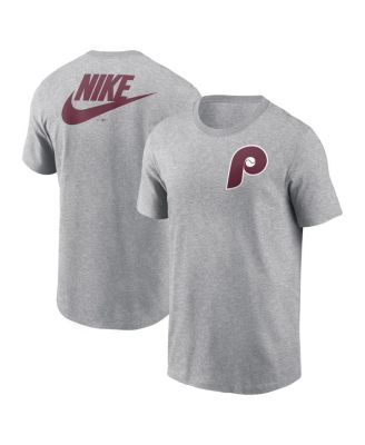 Nike - Men's Heather Gray Philadelphia Phillies Cooperstown Collection Large Logo 2-Hit T-Shirt