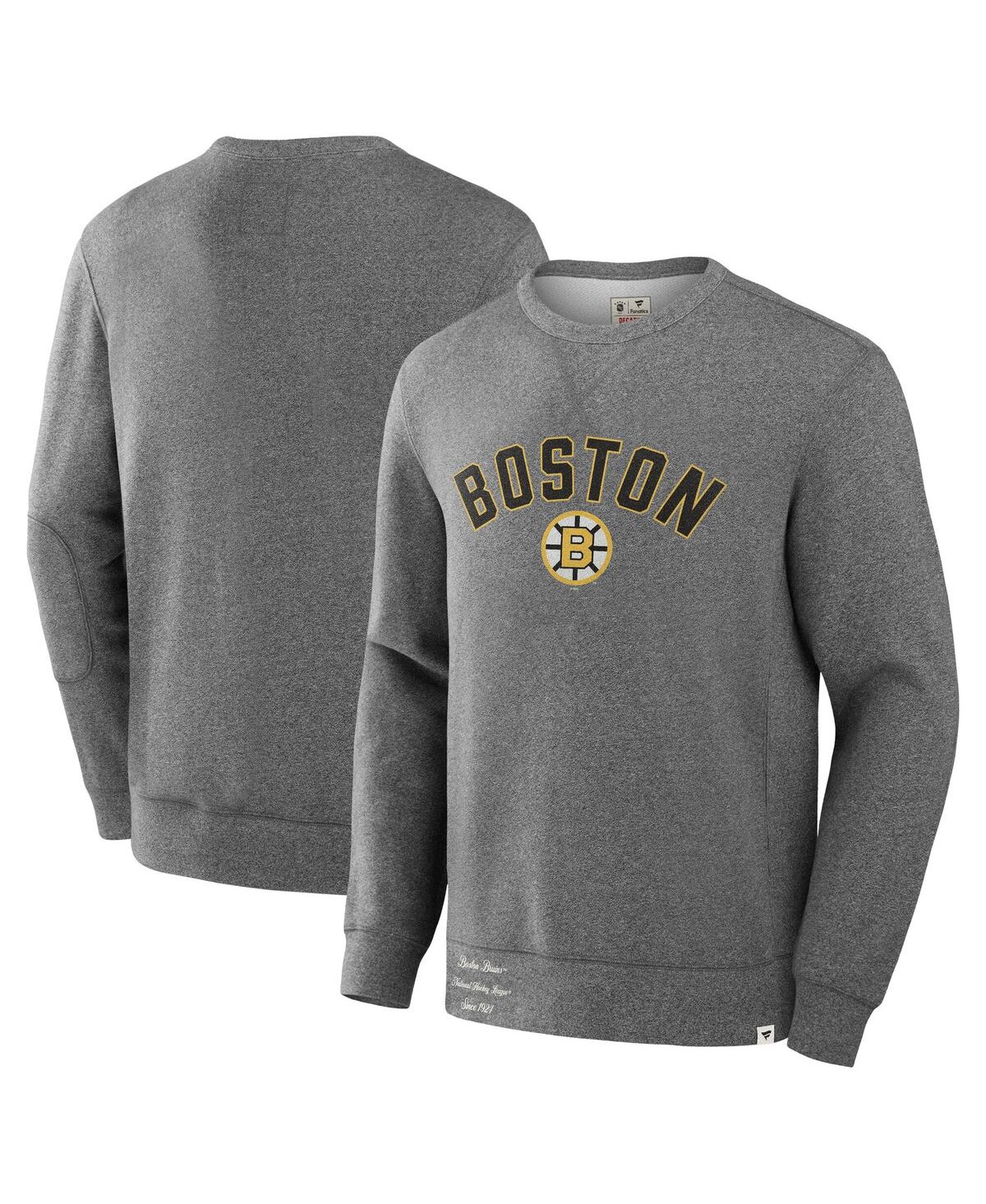 Fanatics Men's Heather Gray Boston Bruins Decades Collection Legendary Fleece Pullover Sweatshirt