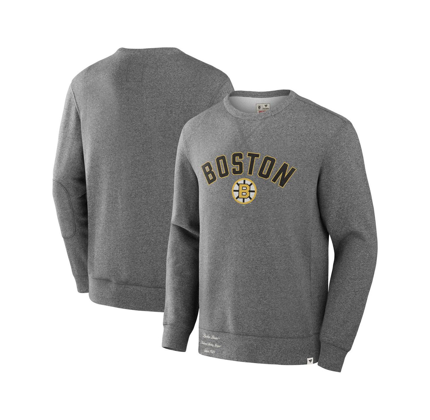Men's Heather Gray Boston Bruins Decades Collection Legendary Fleece Pullover Sweatshirt