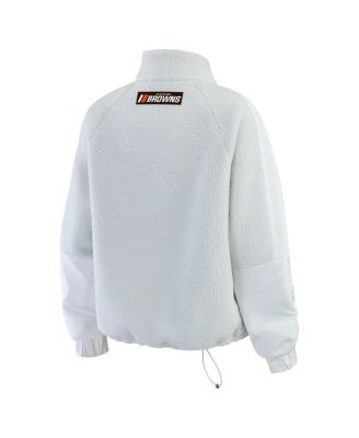 Women's White Cleveland Browns Polar Fleece Half-Zip Jacket