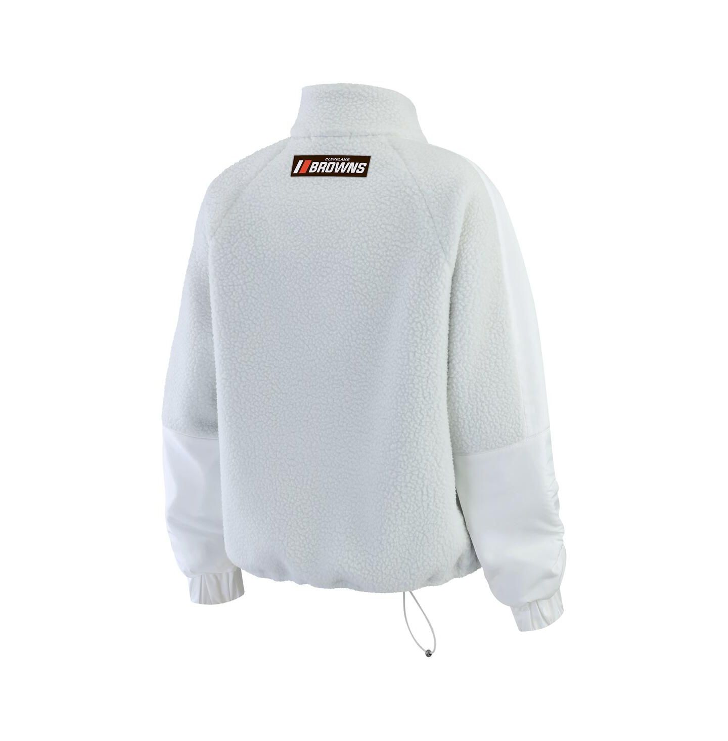 Женская куртка WEAR by Erin Andrews White Cleveland Browns Polar Fleece Half-Zip — фото 3